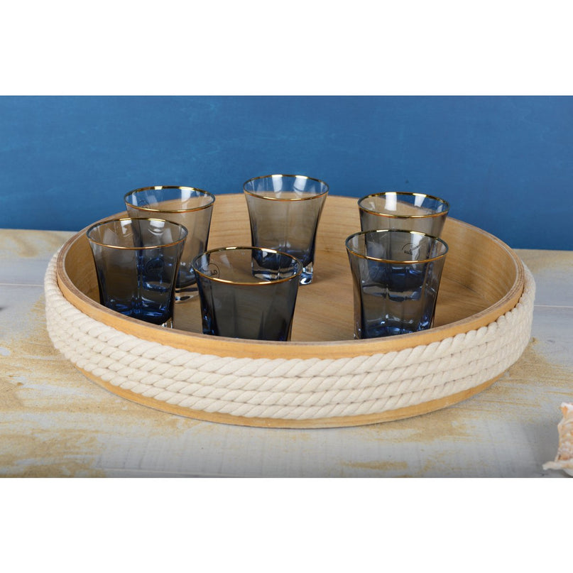 Ronde houten lade met 45 cm touw