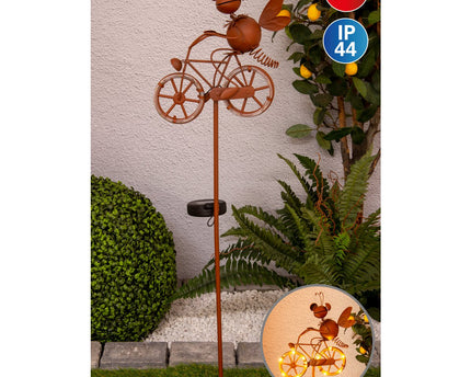 LED Solar Earth Skeer Skeer Brown H: 88cm, voor buiten, metaal en plastic aarde spies in bruin, met geïntegreerde LED