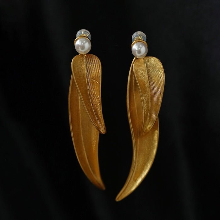 Vintage stijl gouden blad oorbellen
