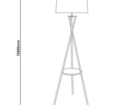 Staande lamp met geïntegreerde "tora" tafel gemaakt van roest -gekleurd metaal en natuurlijk gekleurd textielmateriaal, 158 cm hoog Ø 51 cm, e27