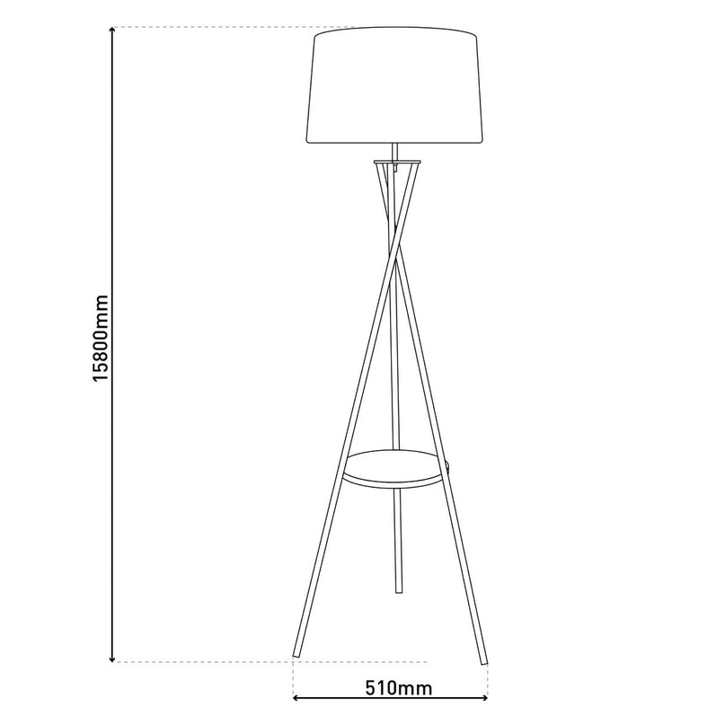 Staande lamp met geïntegreerde "tora" tafel gemaakt van roest -gekleurd metaal en natuurlijk gekleurd textielmateriaal, 158 cm hoog Ø 51 cm, e27