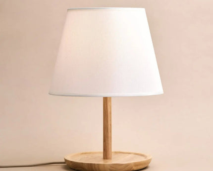 Emily lichtbruine houten lamp met kabel - handgemaakt duurzaam ontwerp voor thuis