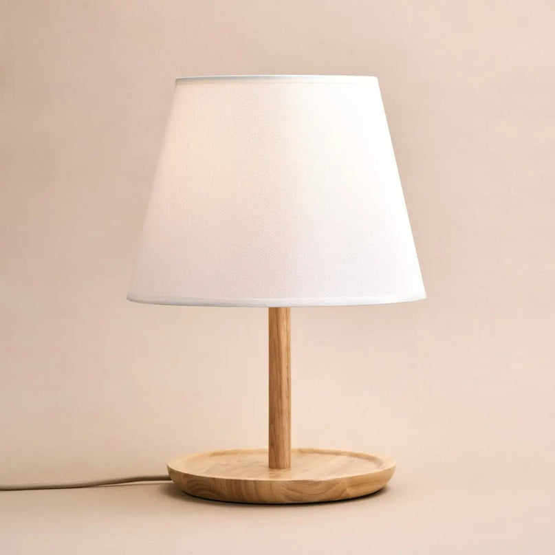 Emily lichtbruine houten lamp met kabel - handgemaakt duurzaam ontwerp voor thuis