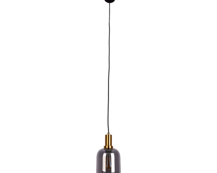 1-pendelende lamp "fumo", hanglamp gemaakt van metaal en glas in zwart, met E14-aansluiting, voor eetkamer, woonkamer, gang of kantoor, hangende lamp 150 x 20 cm