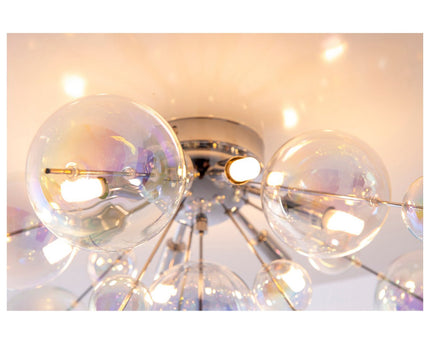 Plafondlamp "explosie" iris gemaakt van metaal en glas, G9 -versies, plafondlamp voor eetkamer, woonkamer, gang of kantoor, Ø57 cm