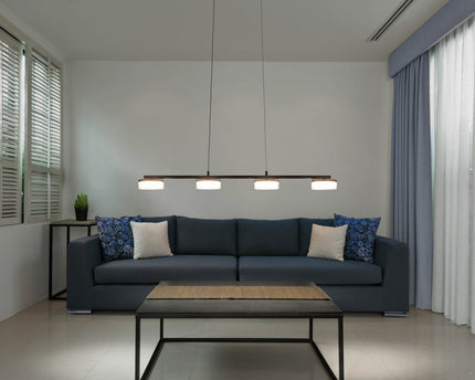 LED hanger lamp "CIMO" gemaakt van metaal en plastic in zwart, met geïntegreerde LED, lengte 96 cm