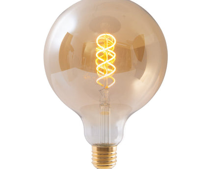 2 Set LED -lamp E27 -versie, 5 watt Ø 12,5 cm, metaal en glas, Amber