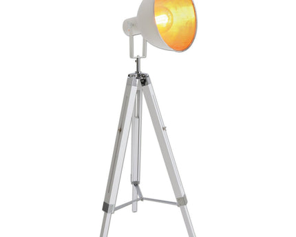 Staande lamp driekbende "" Christie "" gemaakt van metaal en wit geschilderd hol, e27, 90-130 cm hoog