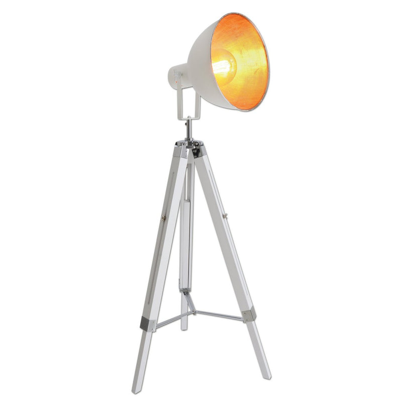 Staande lamp driekbende "" Christie "" gemaakt van metaal en wit geschilderd hol, e27, 90-130 cm hoog