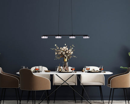 LED hanger lamp "CIMO" gemaakt van metaal en plastic in zwart, met geïntegreerde LED, lengte 96 cm