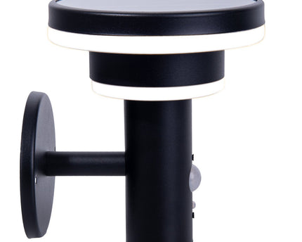 LED Solar Buitenwandlamp "Nora", voor buiten, wandlamp - metaal en plastic in het zwart, met geïntegreerde LED