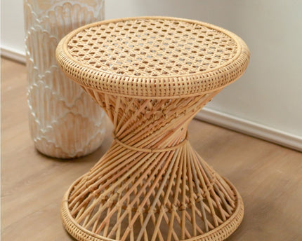 Rotan bijzettafel | Salontafel | Ronde salontafel LUHU Ø45 cm Beige