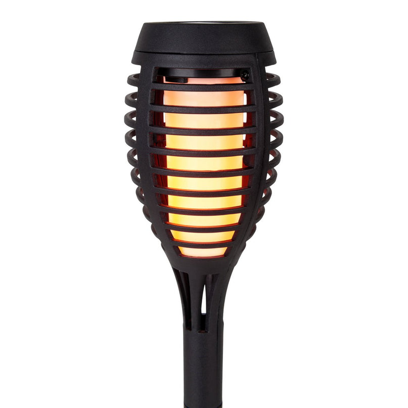 3 Set LED Earth Spit "Torch" 58 cm gemaakt van grijs plastic, met geïntegreerd LED, zonnelampje voor buiten