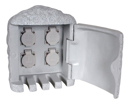 Buitenbekleding Stone "Roccus", gemaakt van grijs plastic, stopcontacten/technologie voor tuin en terras