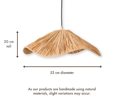 Boho lampenkap – grote raffia plafondlamp – natuurlijke hanglamp – handgemaakte plafondlamp gemaakt van raffia TAMPAH (Ø 53 cm)