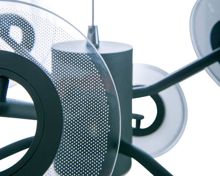 Led hanglamp "discus" gemaakt van zwart metaal en wit plastic met stevig gebouwd -in LED's, hangende lamp voor eetkamer, woonkamer, gang of kantoor met een Øvon ca. 57 cm