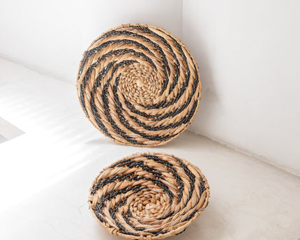 Ronde wandmand of decoratieve schaal BANDUNG van waterhyacint (2 maten)