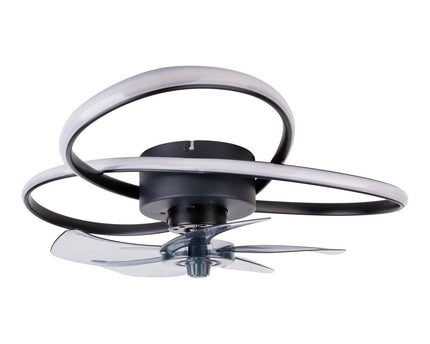 Modern LED -plafondlicht "Riccio" inclusief ventilator, nachtlichtfunctie, dim- en lichttemperatuurinstelling is uitgerust met stevig geïnstalleerde LED's en heeft een geschatte Øvon 58 cm.