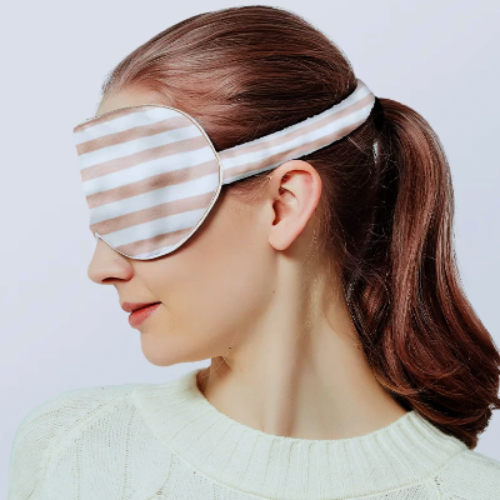 100% zijde ontspanningsslaapmasker-19 mm-bandjes op schaakbordpatronen-oversize
