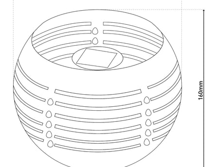 LED Decoratief-solar tafellicht, 16 cm hoog voor buiten, gemaakt van zwart metaal en plastic, met geïntegreerde LED