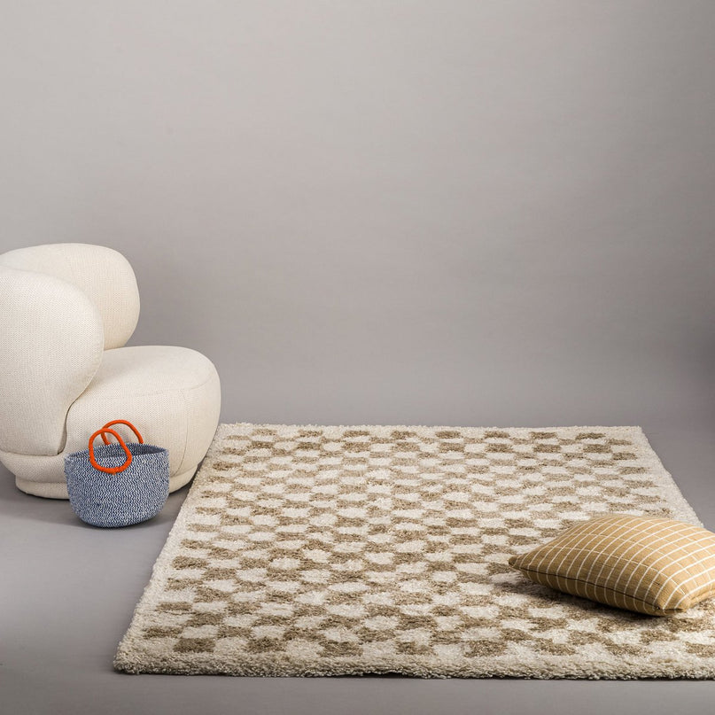 CHECKERS Zacht en comfortabel hoogpolig vloerkleed