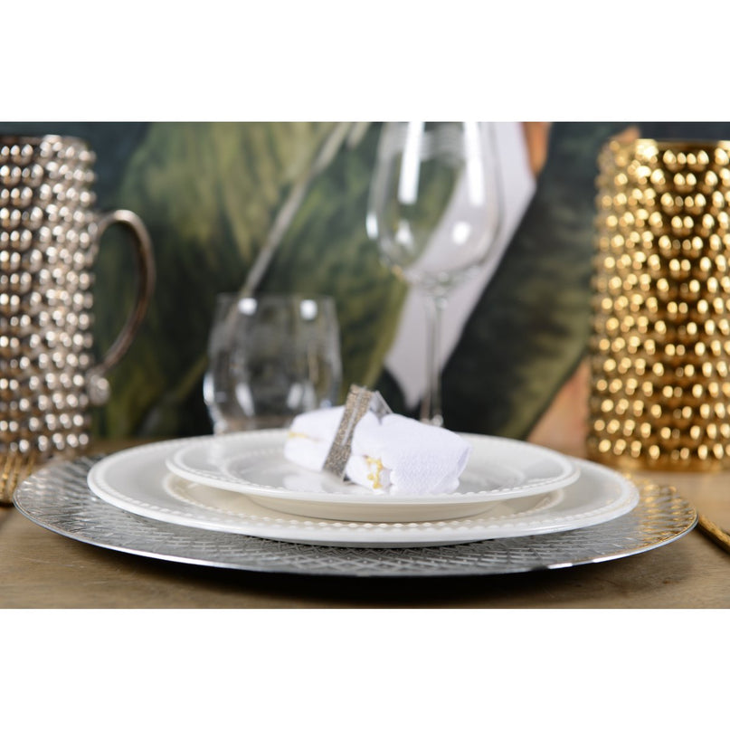 Veel 4 rondes van zilver gehamerd driehoekshanddoeken