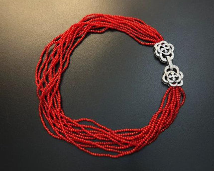 Gevlochten choker met cat's oogstenen kralen - Camille sluiting