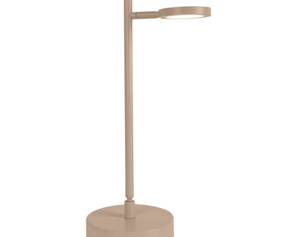 LED Draadloos tafellicht "Lupa", 45 cm hoog, gemaakt van gelakte aluminium (matte amandelen, pantone 481 c) en wit plastic, LED geïntegreerde, dimbare, aanraaksensor.