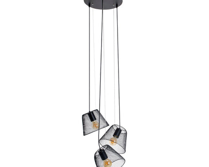 3-zits hanglamp "Korie" hanglamp gemaakt van metaal in zwart, met E27-versies, Ø30cm, voor woonkamer en kantoor.