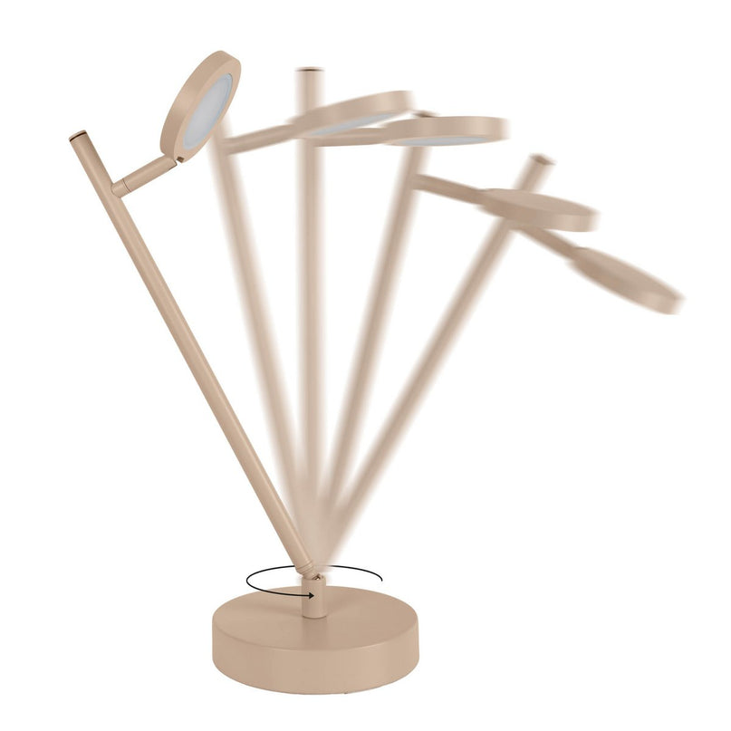 LED Draadloos tafellicht "Lupa", 45 cm hoog, gemaakt van gelakte aluminium (matte amandelen, pantone 481 c) en wit plastic, LED geïntegreerde, dimbare, aanraaksensor.