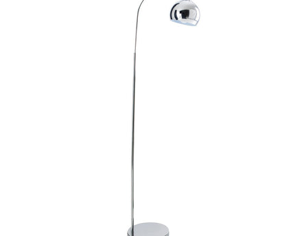 Staande lamp "stijl", retro klassieke vloerlamp met boog gemaakt van chroomkleurig metaal met, E27-aansluiting, 146 cm hoog, ideaal voor eetkamer, woonkamer en kantoor.