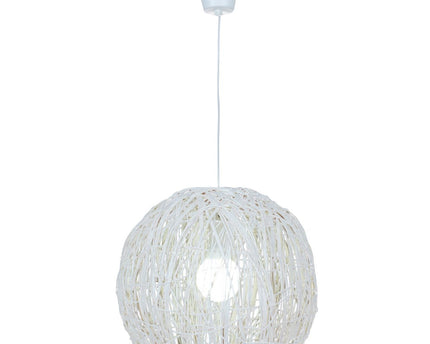 Korb hanger lamp "struwel" Ø 40, gemaakt van witte rattan, e27 -versie.
