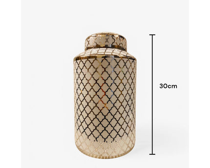 Keramieken pot wit goud (klein formaat: H*30 B*15)