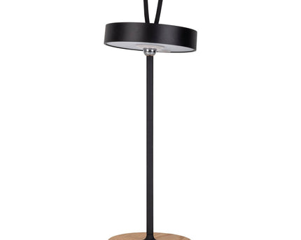LED -batterijtafellamp magnetisch voor buiten en binnen, gemaakt van metaal en plastic in zwart, 36 cm hoog