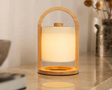 River Light Bruine Houten Oplaadbare Lamp – Dimbaar & Snoerloos Licht