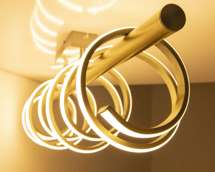 LED -plafondlamp "Belleza", moderne metalen plafondlamp en plastic in nikkel mat en wit, met stevig gebouwd -in LED's, 100 cm lang. De ideale verlichting voor woonkamer, eetkamer of keuken.