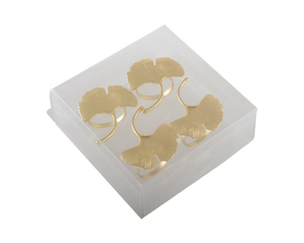 Set van 4 rondes van gouden ginkgos handdoeken