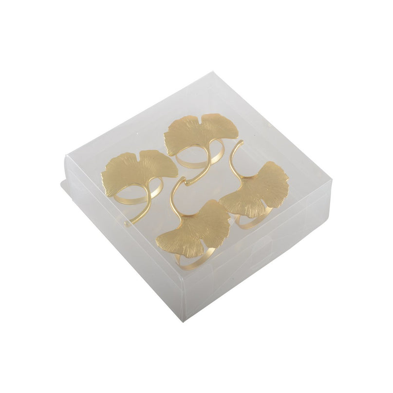 Set van 4 rondes van gouden ginkgos handdoeken