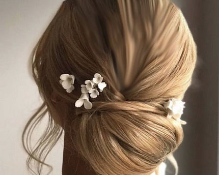 Handgemaakte keramische bloemen bruidshaarspelden-een set van 8