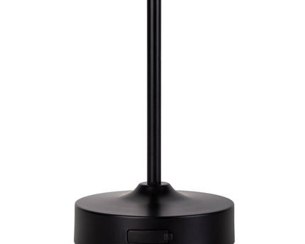 LED -batterij/ tafellamp "Pina" 30 cm hoog, gemaakt van metaal (zwart) en glas (wit), geïntegreerde LED's, warm wit