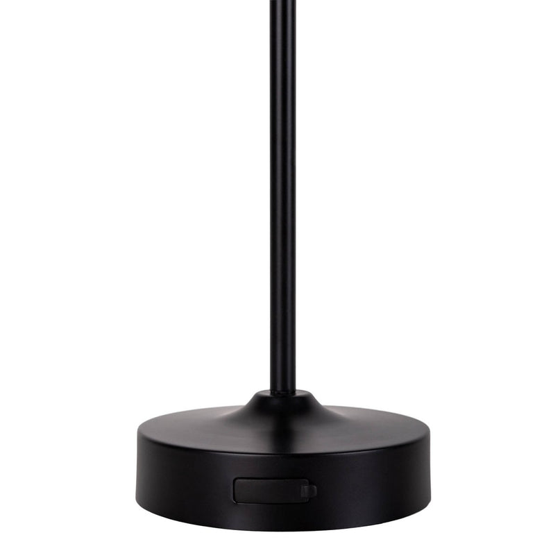 LED -batterij/ tafellamp "Pina" 30 cm hoog, gemaakt van metaal (zwart) en glas (wit), geïntegreerde LED's, warm wit