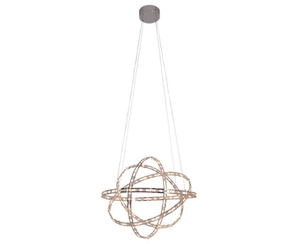 LED -hanglamp "Cosmos" metaal en plastic in chroom, Ø60 cm, met stevig ingebouwde LED's, verlichting voor woonkamer, eetkamer of kantoor.