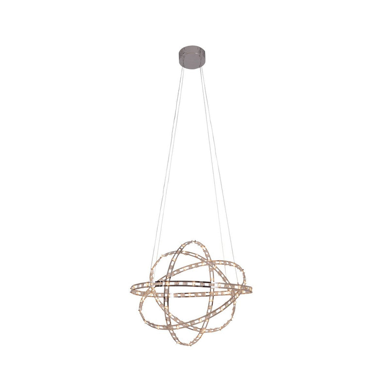 LED -hanglamp "Cosmos" metaal en plastic in chroom, Ø60 cm, met stevig ingebouwde LED's, verlichting voor woonkamer, eetkamer of kantoor.