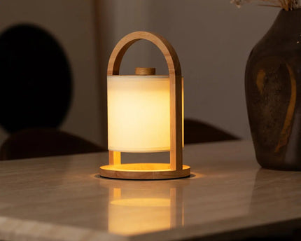 River Light Bruine Houten Oplaadbare Lamp – Dimbaar & Snoerloos Licht