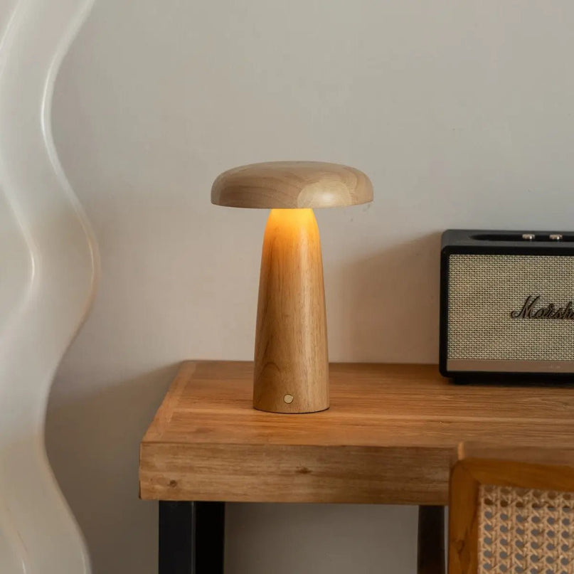 Lennart Houten Tafellamp – Oplaadbare, dimbare en draadloze verlichting