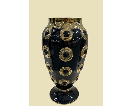 Gouden grote vaas met 4 cirkels H46cm (CV11619-17zwart zwart)
