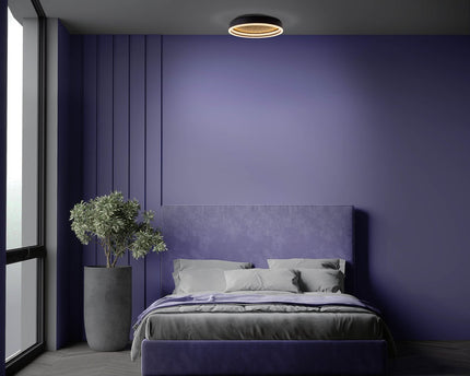 LED -plafondlamp Arany, plafondlamp gemaakt van metaal en plastic in zwart, met stevig ingebouwde LED's, dimbare, 40 cm diameter