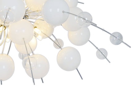 Hanger lamp "explosie" wit, gemaakt van metaal en glas, G9 -versies, hangende lamp voor eetkamer, woonkamer, hal of kantoor, Øca. 98 cm