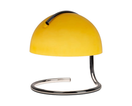 Tafellamp "Burano" geel, ca. 25 cm hoog, Ø 23,5 cm, gemaakt van chroom -gekleurd metaal en geel glas, E27.