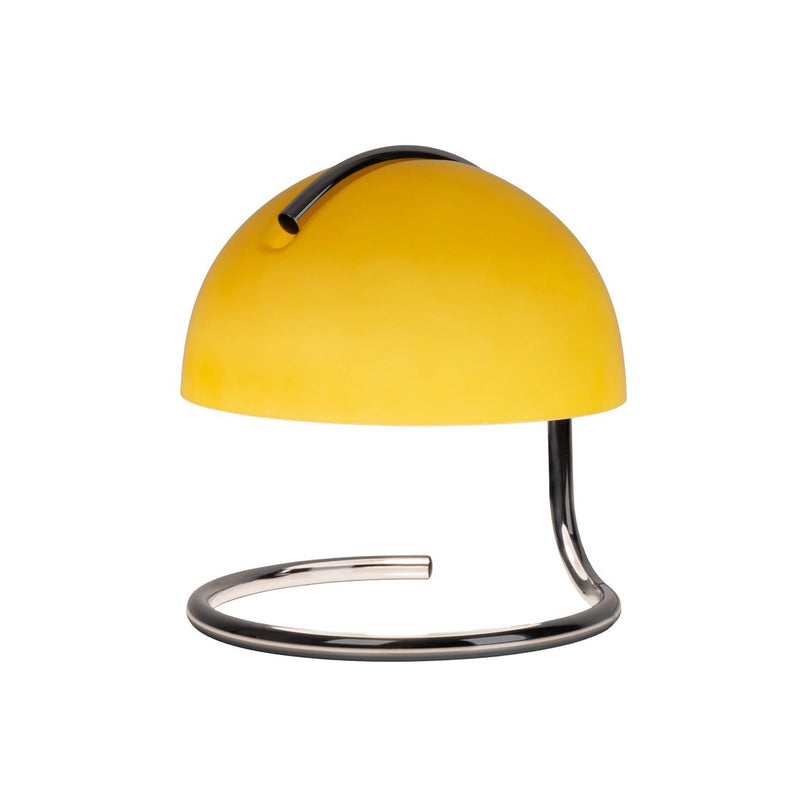 Tafellamp "Burano" geel, ca. 25 cm hoog, Ø 23,5 cm, gemaakt van chroom -gekleurd metaal en geel glas, E27.
